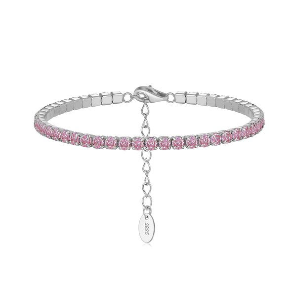 Women's S925 Sterling Silver Geometric Electroplated Tennis Bracelet