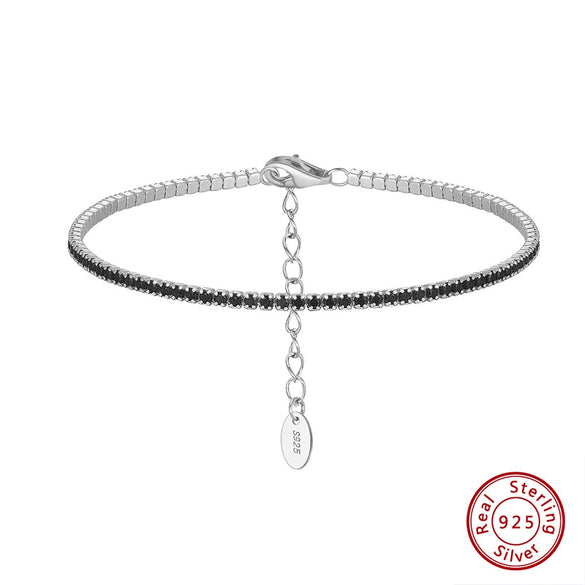 Women's S925 Sterling Silver Geometric Electroplated Tennis Bracelet