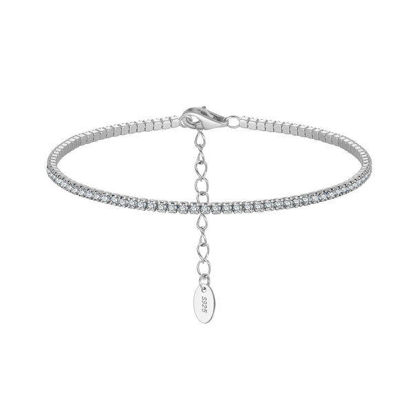 Women's S925 Sterling Silver Geometric Electroplated Tennis Bracelet