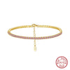 Women's S925 Sterling Silver Geometric Electroplated Tennis Bracelet