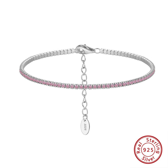 Women's S925 Sterling Silver Geometric Electroplated Tennis Bracelet