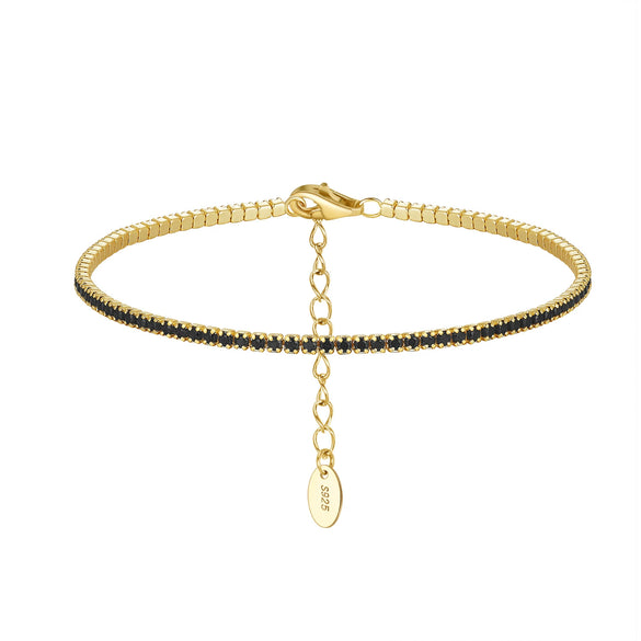 Women's S925 Sterling Silver Geometric Electroplated Tennis Bracelet