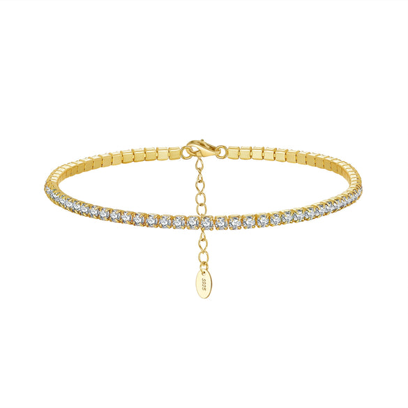 Women's S925 Sterling Silver Geometric Electroplated Tennis Bracelet