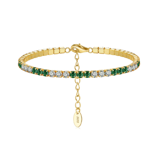Women's S925 Sterling Silver Geometric Electroplated Tennis Bracelet