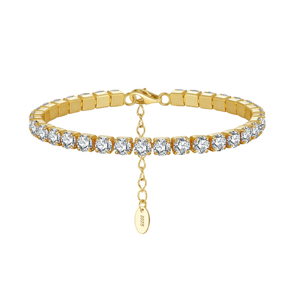 Women's S925 Sterling Silver Geometric Electroplated Tennis Bracelet