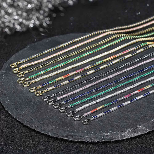 Women's S925 Sterling Silver Geometric Electroplated Tennis Bracelet