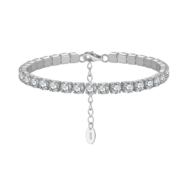 Women's S925 Sterling Silver Geometric Electroplated Tennis Bracelet