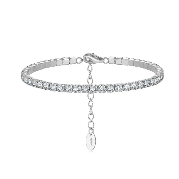 Women's S925 Sterling Silver Geometric Electroplated Tennis Bracelet