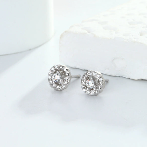 Women's S925 Sterling Silver Geometric Fashion Earrings With Electroplating Design