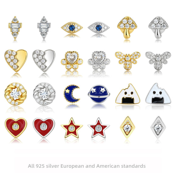 Women's S925 Sterling Silver Geometric Fashion Earrings With Electroplating Design
