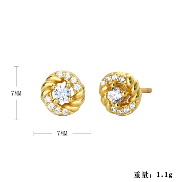 Women's S925 Sterling Silver Geometric Fashion Earrings With Electroplating Design