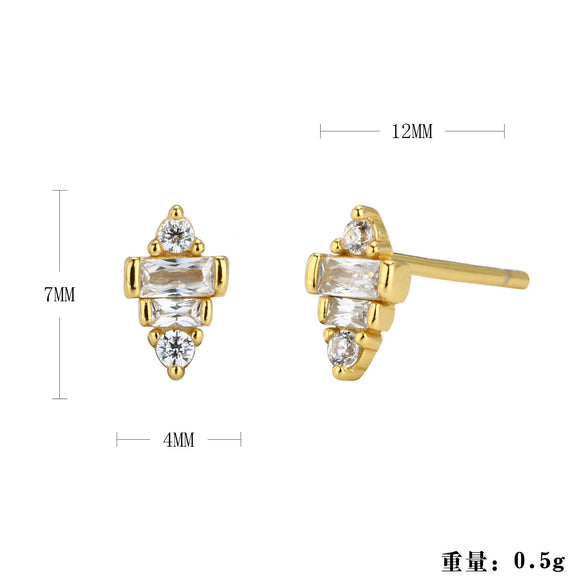 Women's S925 Sterling Silver Geometric Fashion Earrings With Electroplating Design