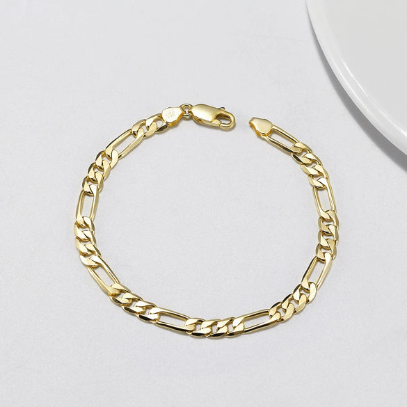 Women's S925 Sterling Silver Geometric Figaro Chain Bracelet With Electroplating