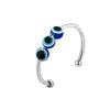 Women's S925 Sterling Silver Geometric Fish Eye Anti Anxiety Ring With Micro Bead Open Adjustable Design Electroplated Finish