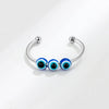 Women's S925 Sterling Silver Geometric Fish Eye Anti Anxiety Ring With Micro Bead Open Adjustable Design Electroplated Finish