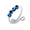 Women's S925 Sterling Silver Geometric Fish Eye Anti Anxiety Ring With Micro Bead Open Adjustable Design Electroplated Finish