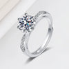 Women's S925 Sterling Silver Geometric Flower Ring With Sixclaw Inlay And Electroplating