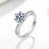 Women's S925 Sterling Silver Geometric Flower Ring With Sixclaw Inlay And Electroplating