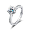Women's S925 Sterling Silver Geometric Four Claw Full Diamond Adjustable Open Ring With Electroplated Finish