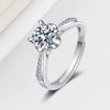 Women's S925 Sterling Silver Geometric Four Claw Full Diamond Adjustable Open Ring With Electroplated Finish