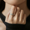 Women's S925 Sterling Silver Geometric French Retro Gem Inlaid Opal Ring