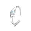 Women's S925 Sterling Silver Geometric French Retro Gem Inlaid Opal Ring