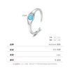 Women's S925 Sterling Silver Geometric French Retro Gem Inlaid Opal Ring