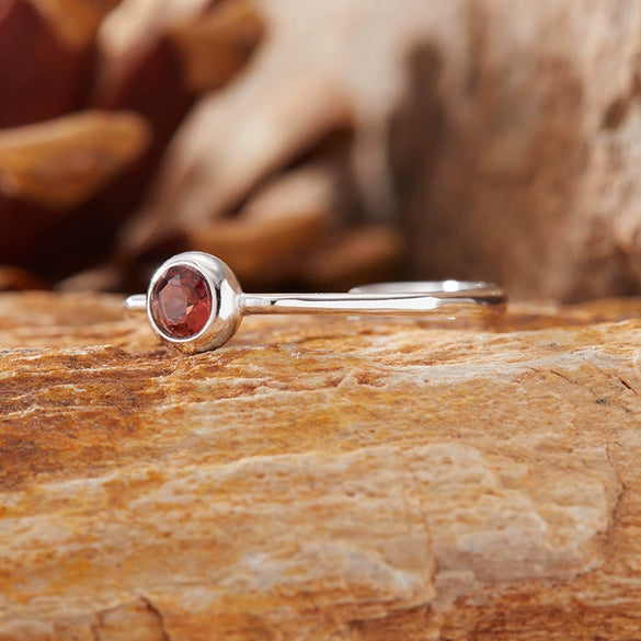 Women's S925 Sterling Silver Geometric Gemstone Ring Set With Natural Sapphire Ruby Garnet