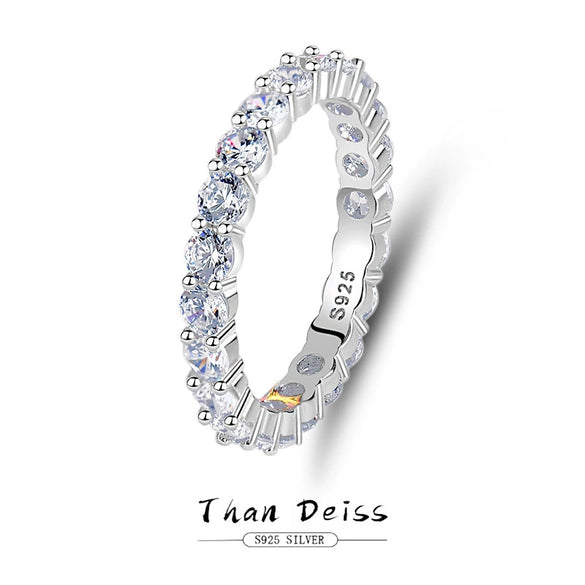 Women's S925 Sterling Silver Geometric High Carbon Diamond Stacked Full Diamond Row Ring With Eight Hearts And Eight Arrows Zircon