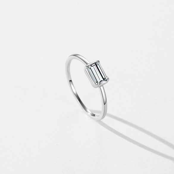 Women's S925 Sterling Silver Geometric Inlaid Zircon Diamond Ring