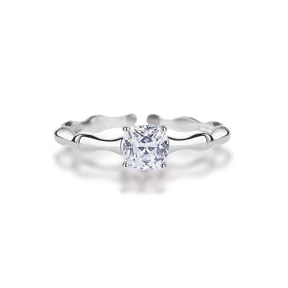 Women's S925 Sterling Silver Geometric Joker Style Zircon Ring With Electroplating