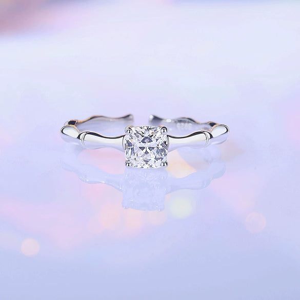 Women's S925 Sterling Silver Geometric Joker Style Zircon Ring With Electroplating