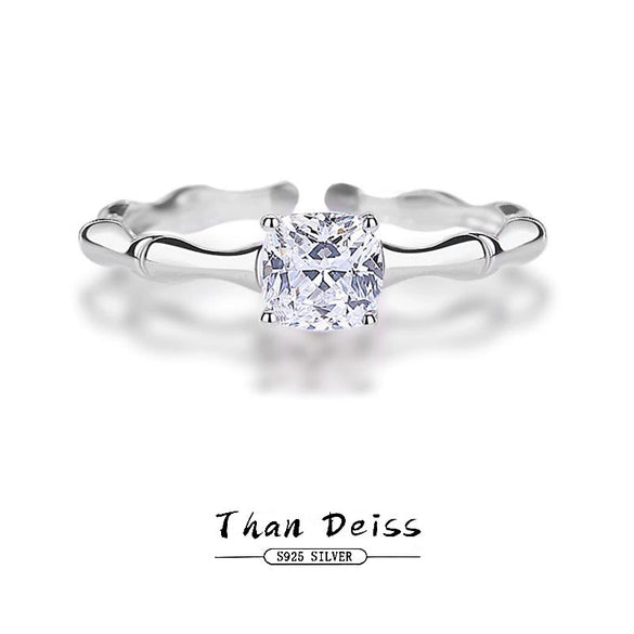 Women's S925 Sterling Silver Geometric Joker Style Zircon Ring With Electroplating