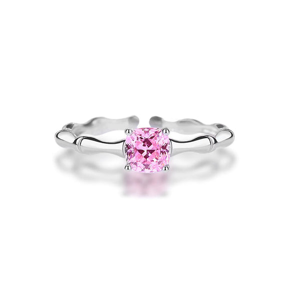 Women's S925 Sterling Silver Geometric Joker Style Zircon Ring With Electroplating
