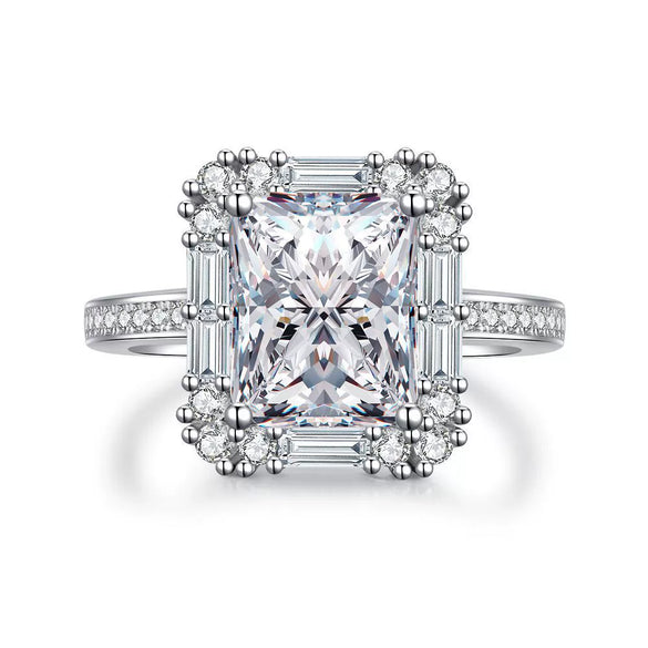 Women's S925 Sterling Silver Geometric Lavender Ice Flower Cut Ring With 8A Radon Cut Zircon And Electroplating