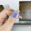 Women's S925 Sterling Silver Geometric Lavender Ice Flower Cut Ring With 8A Radon Cut Zircon And Electroplating