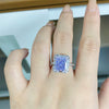 Women's S925 Sterling Silver Geometric Lavender Ice Flower Cut Ring With 8A Radon Cut Zircon And Electroplating