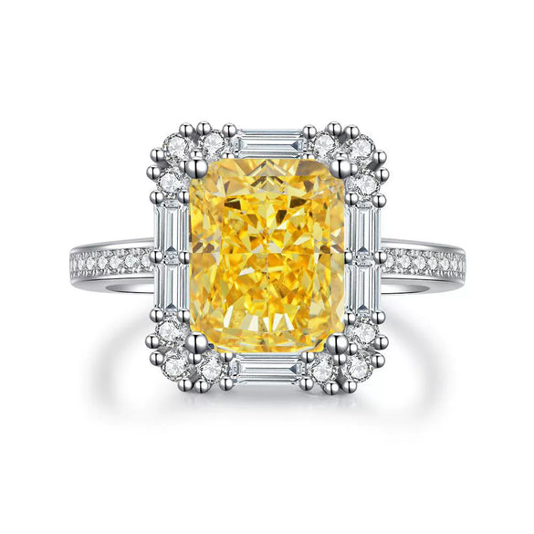 Women's S925 Sterling Silver Geometric Lavender Ice Flower Cut Ring With 8A Radon Cut Zircon And Electroplating