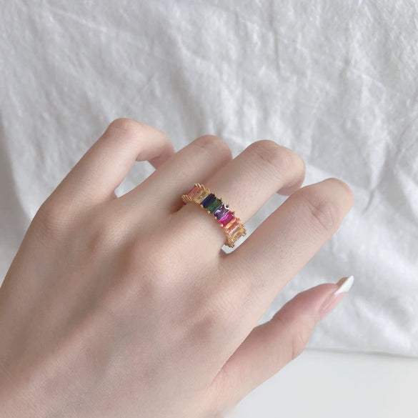 Women's S925 Sterling Silver Geometric Light Luxury Electroplated Ring