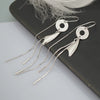 Women's S925 Sterling Silver Geometric Long Tassel Earrings With Smooth Minimalist Design And Elegant Statement Style