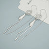 Women's S925 Sterling Silver Geometric Long Tassel Earrings With Smooth Minimalist Design And Elegant Statement Style