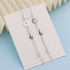 Women's S925 Sterling Silver Geometric Long Tassel Earrings With Smooth Minimalist Design And Elegant Statement Style