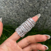 Women's S925 Sterling Silver Geometric Love Flower Zircon Ring Electroplated