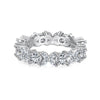 Women's S925 Sterling Silver Geometric Love Flower Zircon Ring Electroplated