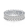 Women's S925 Sterling Silver Geometric Love Flower Zircon Ring Electroplated
