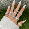 Women's S925 Sterling Silver Geometric Love Flower Zircon Ring Electroplated