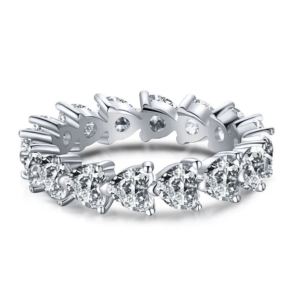 Women's S925 Sterling Silver Geometric Love Flower Zircon Ring Electroplated