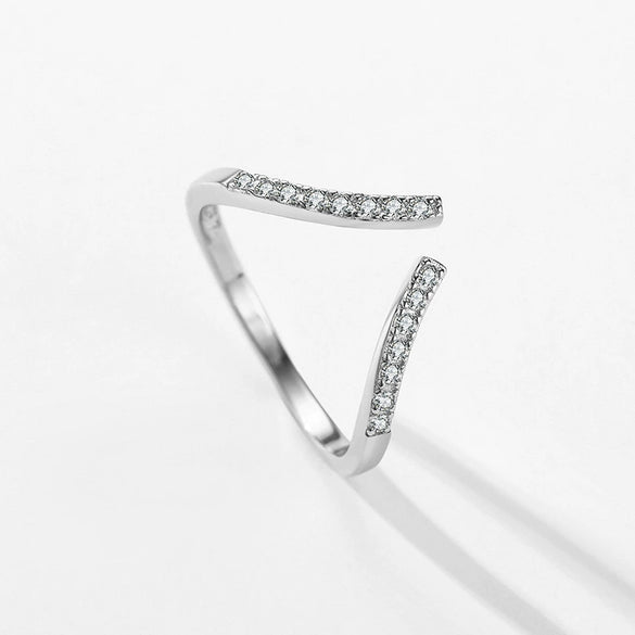 Women's S925 Sterling Silver Geometric Microinlaid Ring