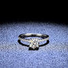 Women's S925 Sterling Silver Geometric Moissanite Four Claw Open Ring Light Luxury Style