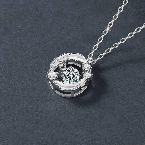 Women's S925 Sterling Silver Geometric Moissanite Pendant Cross Chain Necklace Set With Diamonds